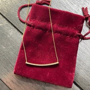 14k Yellow Gold and Simulated Diamond Bar Necklace